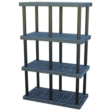 Freestanding Plastic Shelving, Open Style, 24 in D, 48 in W, 75 in H, 4 Shelves, Black MPN:S4824x4