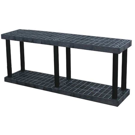 Starter Plastic Shelving, Open Style, 16 in D, 66 in W, 27 in H, 2 Shelves, Black MPN:S6616B