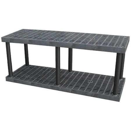 Freestanding Plastic Shelving, Open Style, 24 in D, 66 in W, 27 in H, 2 Shelves, Black MPN:S6624B