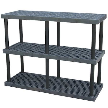 Freestanding Plastic Shelving, Open Style, 24 in D, 66 in W, 51 in H, 3 Shelves, Black MPN:S6624X3