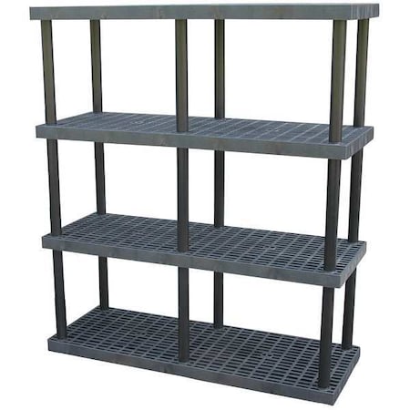 Freestanding Plastic Shelving, Open Style, 24 in D, 66 in W, 75 in H, 4 Shelves, Black MPN:S6624X4