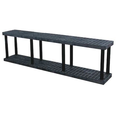 Freestanding Plastic Shelving, Open Style, 16 in D, 96 in W, 27 in H, 2 Shelves, Black MPN:S9616B