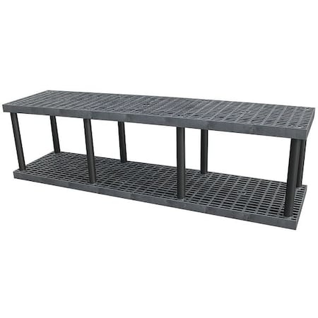 Freestanding Plastic Shelving, Open Style, 24 in D, 96 in W, 27 in H, 2 Shelves, Black MPN:S9624B