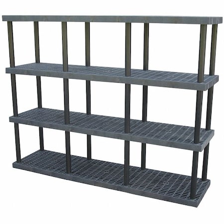 Freestanding Plastic Shelving, Open Style, 24 in D, 96 in W, 75 in H, 4 Shelves, Black MPN:S9624X4