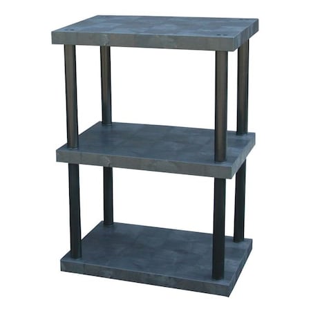 Freestanding Plastic Shelving, Open Style, 24 in D, 36 in W, 51 in H, 3 Shelves, Black MPN:ST3624x3