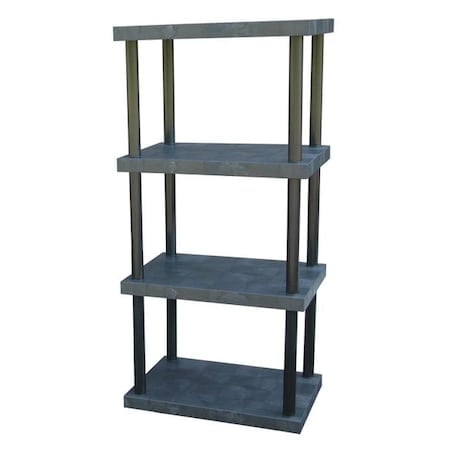 Freestanding Plastic Shelving, Open Style, 24 in D, 36 in W, 75 in H, 4 Shelves, Black MPN:ST3624x4