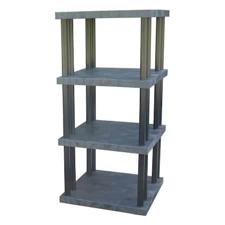 Freestanding Plastic Shelving, Open Style, 36 in D, 36 in W, 75 in H, 4 Shelves, Black MPN:ST3636x4