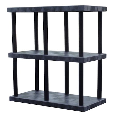 Plastic Shelving, 24 in D, 48 in W, 3 Shelves, Black MPN:ST4824x3