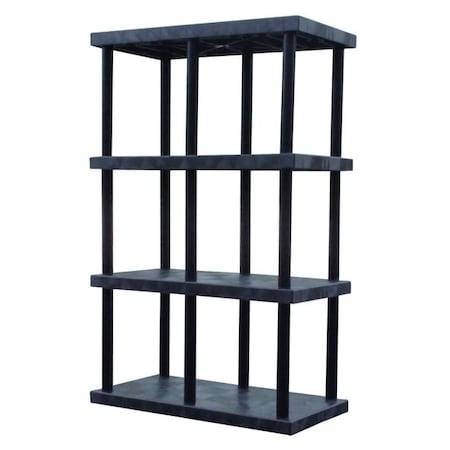 Freestanding Plastic Shelving, Open Style, 24 in D, 48 in W, 75 in H, 4 Shelves, Black MPN:ST4824x4