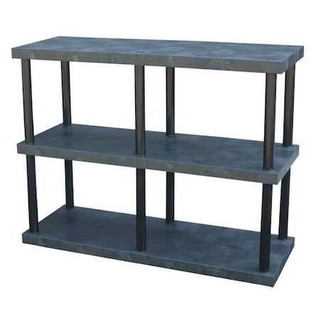 Freestanding Plastic Shelving, Open Style, 24 in D, 66 in W, 51 in H, 3 Shelves, Black MPN:ST6624x3