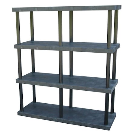 Freestanding Plastic Shelving, Open Style, 24 in D, 66 in W, 75 in H, 4 Shelves, Black MPN:ST6624x4