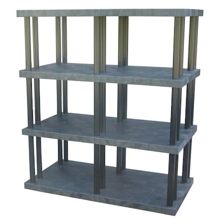 Freestanding Plastic Shelving, Open Style, 36 in D, 66 in W, 75 in H, 4 Shelves, Black MPN:ST6636x4