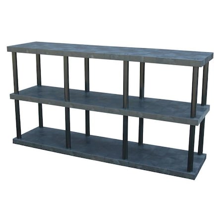 Freestanding Plastic Shelving, Open Style, 24 in D, 96 in W, 51 in H, 3 Shelves, Black MPN:ST9624x3
