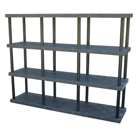 Freestanding Plastic Shelving, Open Style, 24 in D, 96 in W, 75 in H, 4 Shelves, Black MPN:ST9624x4