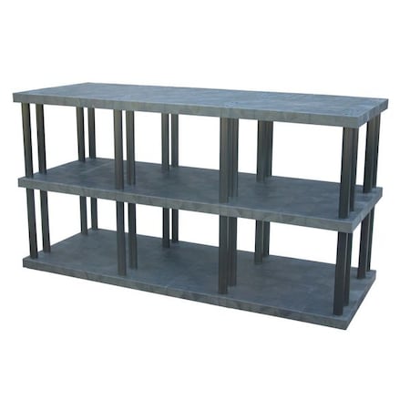 Freestanding Plastic Shelving, Open Style, 36 in D, 96 in W, 51 in H, 3 Shelves, Black MPN:ST9636x3