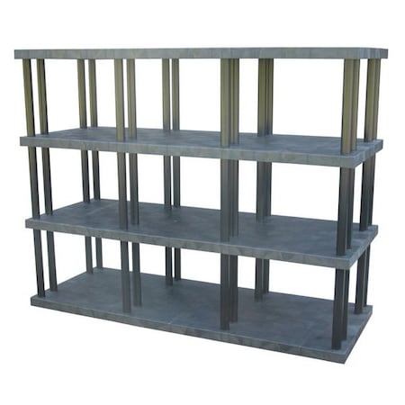 Freestanding Plastic Shelving, Open Style, 36 in D, 96 in W, 75 in H, 4 Shelves, Black MPN:ST9636x4