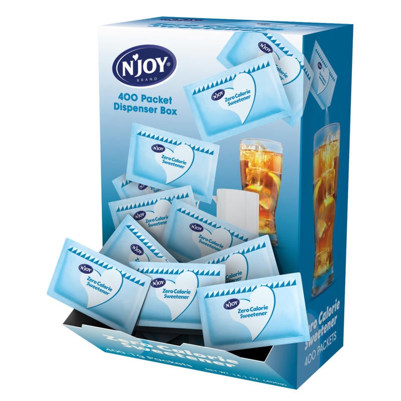 nJoy Aspartame Packets With Dispenser, Blue, Box Of 400 (Min Order Qty 6) MPN:83219