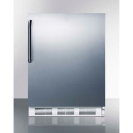 Summit Built In Undercounter Refrigerator Freezer w/ Curved Handle 5.1 Cu. Ft. Cap. White/Silver CT661WCSS