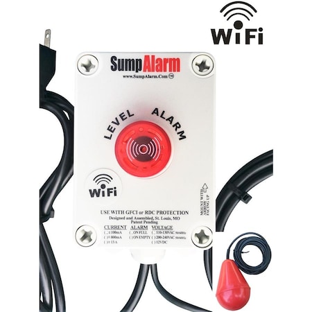 Indoor/Outdoor, WIFI Sewage/Septic High/Low Water ALM W/ Power IND LED, Includes SludgeBoss Float, 100 Ft. Length MPN:SA-120V-1L-100SB-WiFi
