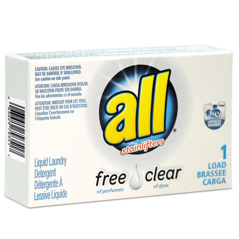 all Free Clear HE Liquid Laundry Detergent, Unscented, 1.25 oz Vending Box, 100/Carton MPN:VEN2979351