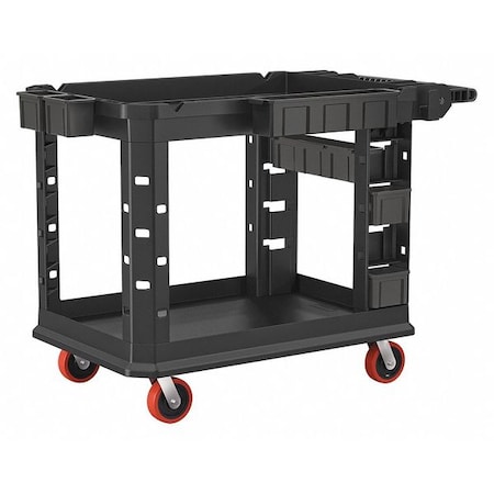 Heavy Duty Utility Cart, Plastic, 500 lb Load Capacity, 2 Shelves, 48.78