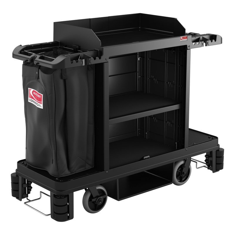 Suncast Commercial Housekeeping Cart, Premium, 49-3/4in x 24in, Black MPN:HKC2000