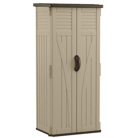 22 cu ft Resin Vertical Shed, 2 ft 8.25 in W x 2 ft 1.5 in D x 6 ft H, Sand/Mustang, 2 Swing Doors MPN:BMS2000