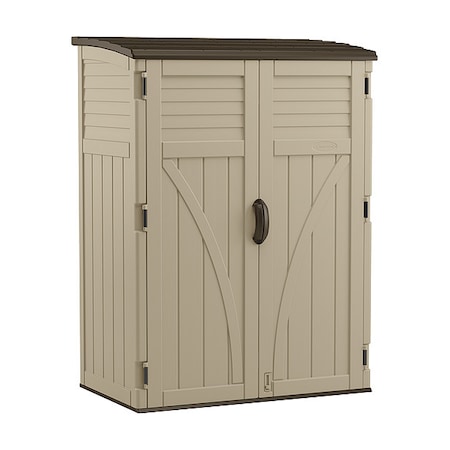54 cu ft Resin Vertical Storage Shed, 4 ft 5 in W x 2 ft 8.5 in D x 5 ft 11.5 in H, Sand/Mustang MPN:BMS5700
