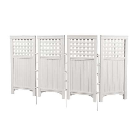 Outdoor 4 Panel Screen Enclosure, Resin, 44 in H, White MPN:FS4423
