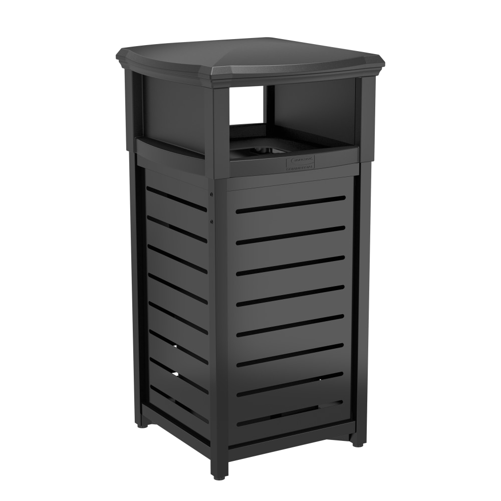 Suncast Commercial Square Metal Trash Can With 2-Way Lid, 30 Gallon, Black MPN:MTCSQ300