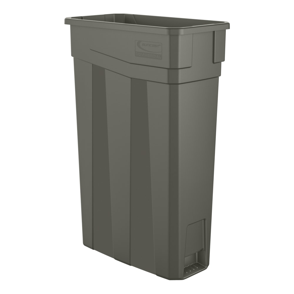 Suncast Commercial Narrow Rectangular Resin Trash Can, 23 Gallons, 30inH x 11inW x 20inD, Gray MPN:TCN2030