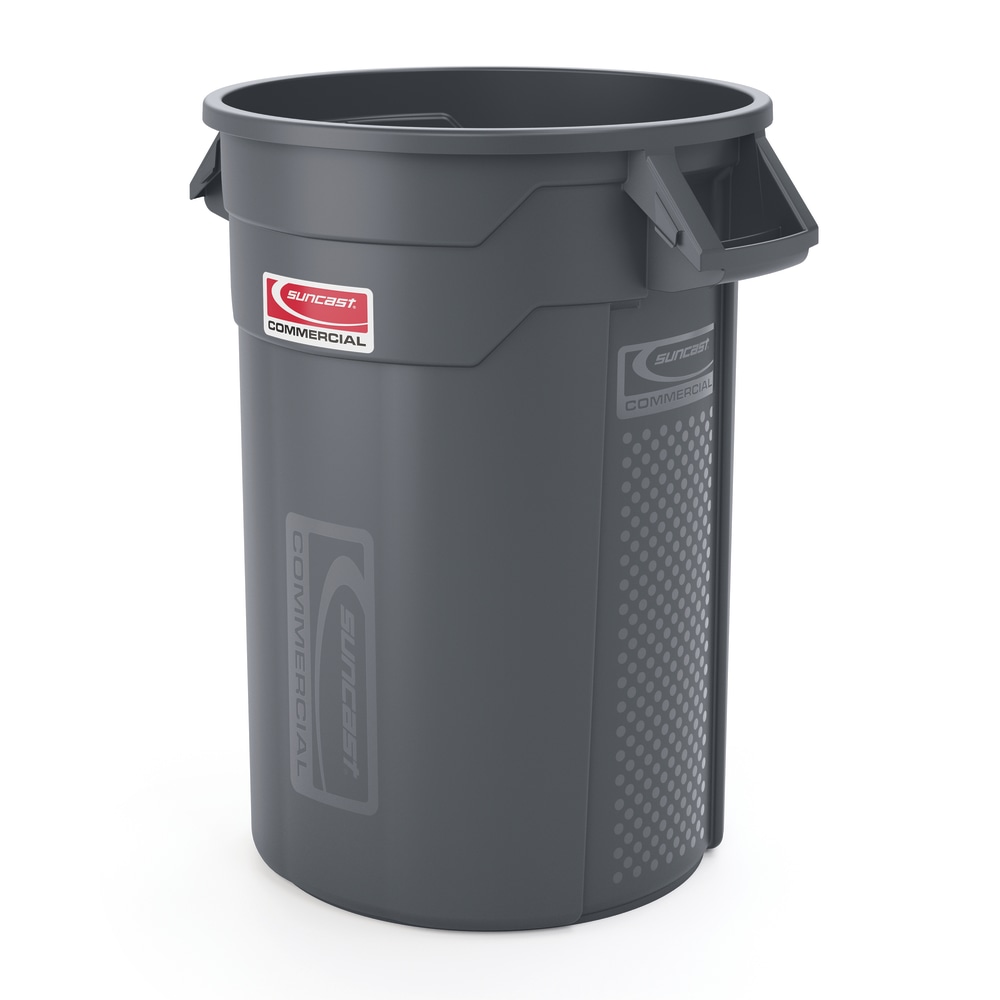 Suncast Commercial Oval HDPE Utility Trash Can, 32 Gallons, Gray MPN:TCU32