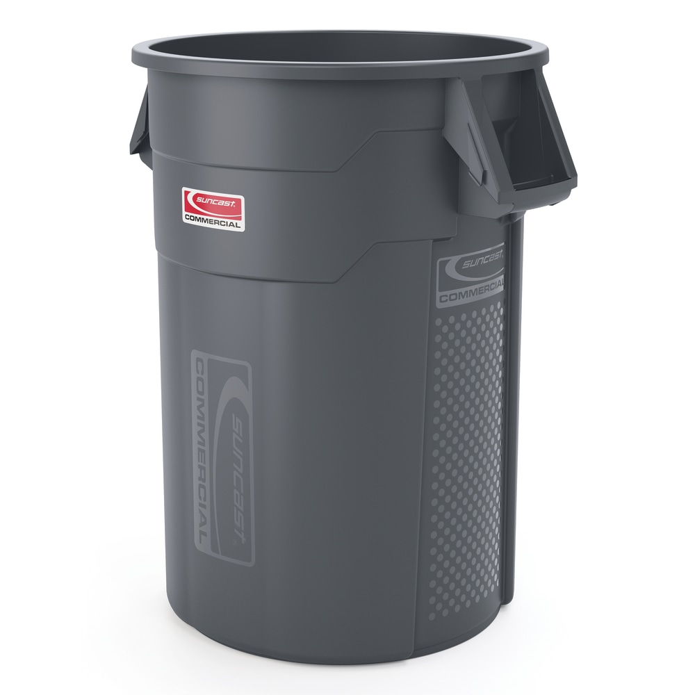 Suncast Commercial Oval HDPE Utility Trash Can, 44 Gallons, Gray MPN:TCU44