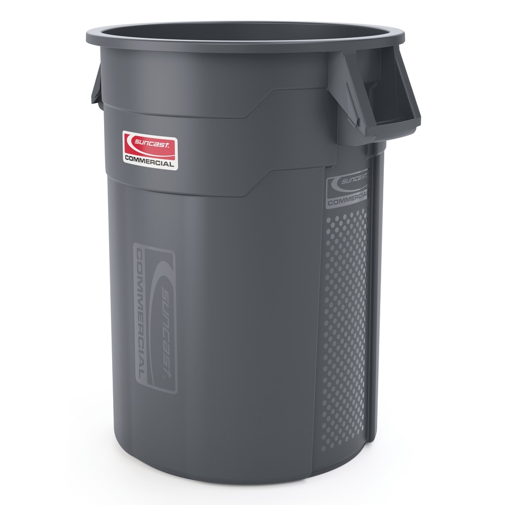 Suncast Commercial Oval HDPE Utility Trash Can, 55 Gallons, Gray MPN:TCU55