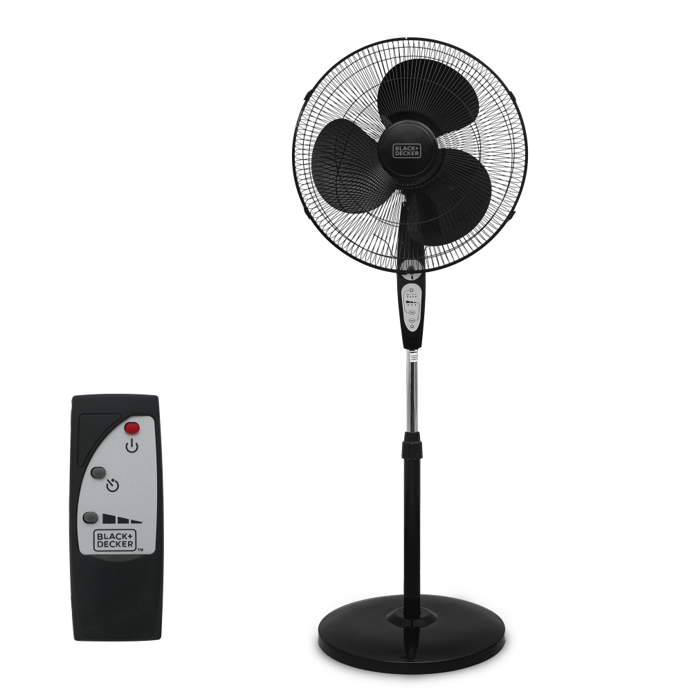 Black+Decker 18in Pedestal Stand Fan, 52inH x 16-1/2inW x 16-1/2inD, Black MPN:BFSR18B