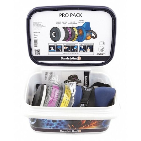 Half Mask Respirator Kit, Includes 2 Cartridges, Snap-In Gasket, Size S/M MPN:Pro Pack S/M