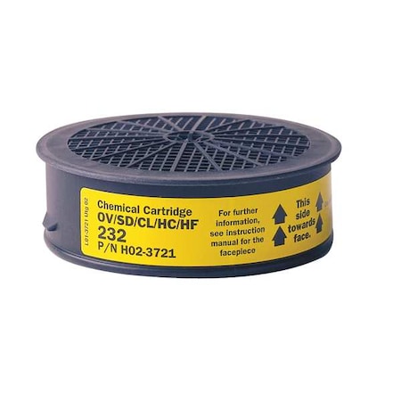 Cartridge, Yellow, Push to Connect, Sundstrom Respirators MPN:SR 232