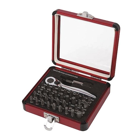 Mini Ratchet and Bit Set, 38 Pc. MPN:9726