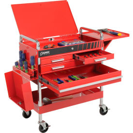 Sunex Tools 8013ADELUXE 4 Drawer Deluxe Red Tool Cart W/ Locking Top & Drawers 8013ADELUXE