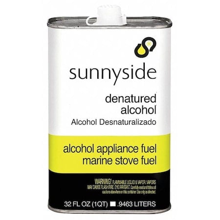Denatured Alcohol, Solvent, Liquid, 1 qt, Can, Clear, VOC Content Exempt MPN:83432