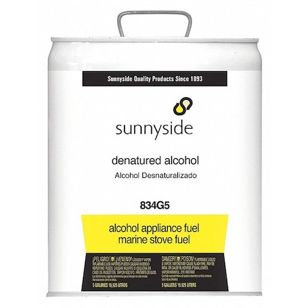 Denatured Alcohol, Solvent, Liquid, 5 gal, Can, Clear, VOC Content Exempt MPN:834G5