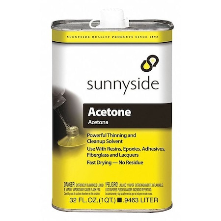 Cleanup Solvent, Acetone, 1 qt, Can, Clear MPN:84032