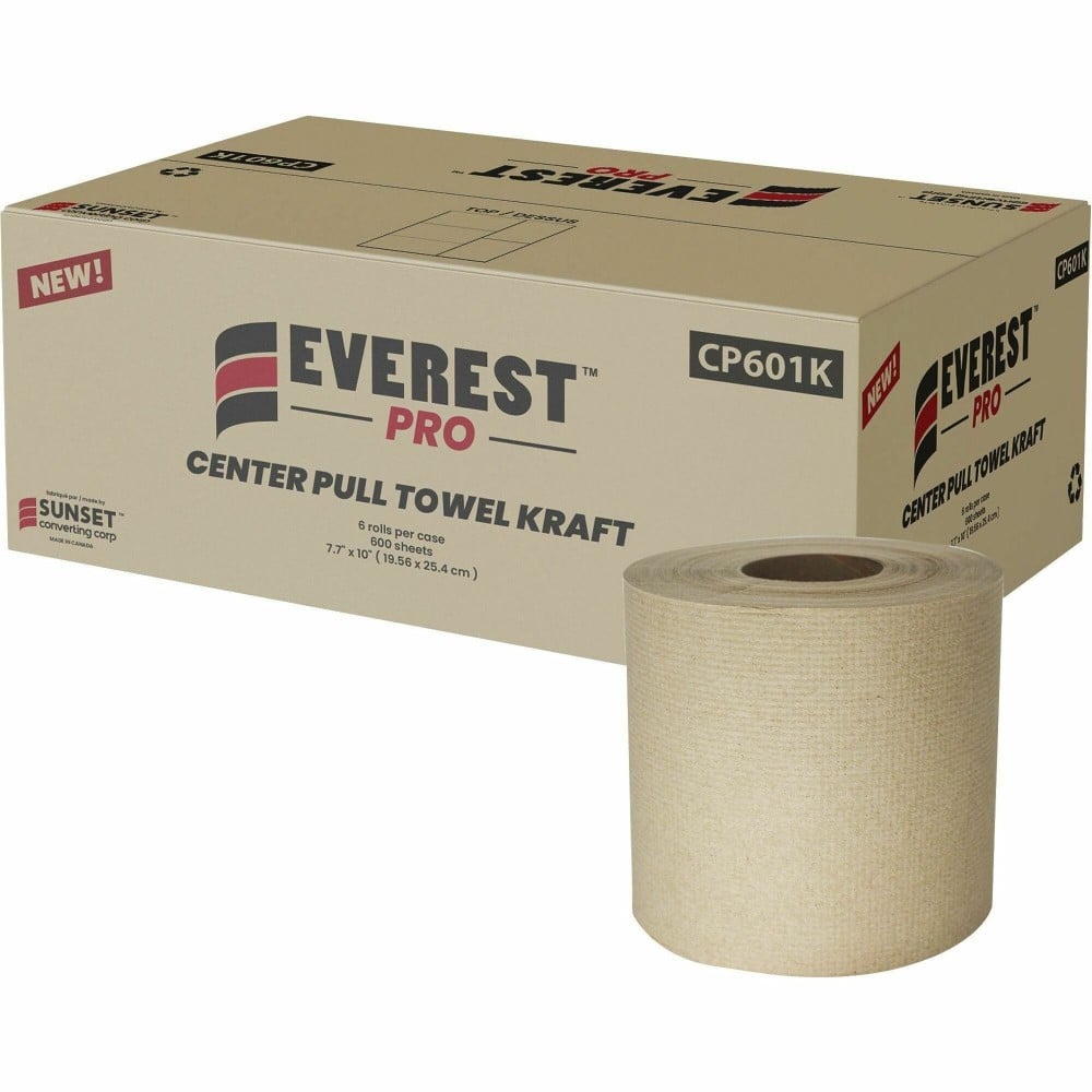 Everest Center-Pull Paper Towels - 2 Ply - 600 Sheets/Roll - Natural MPN:CP601KFSC