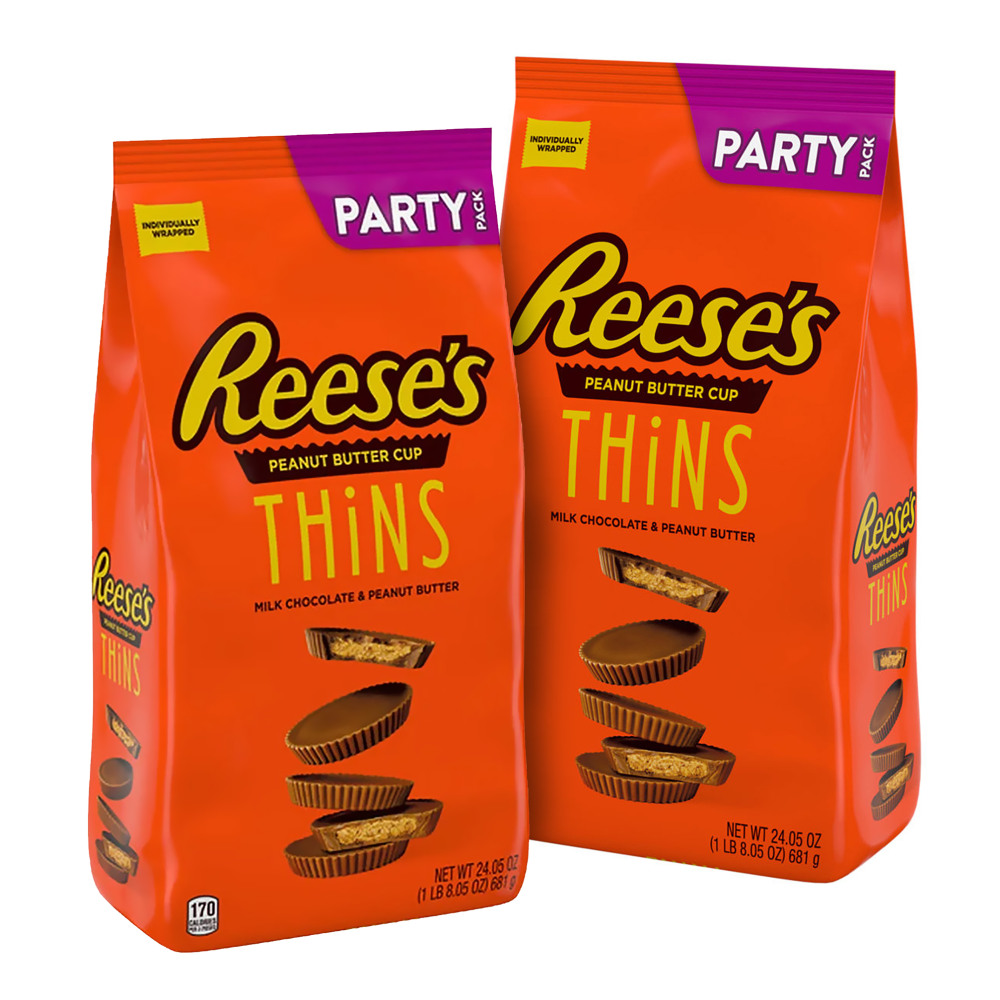 Reeses Thins Milk Chocolate Party Bags, 24.05 Oz, Pack Of 2 Bags MPN:008101289195
