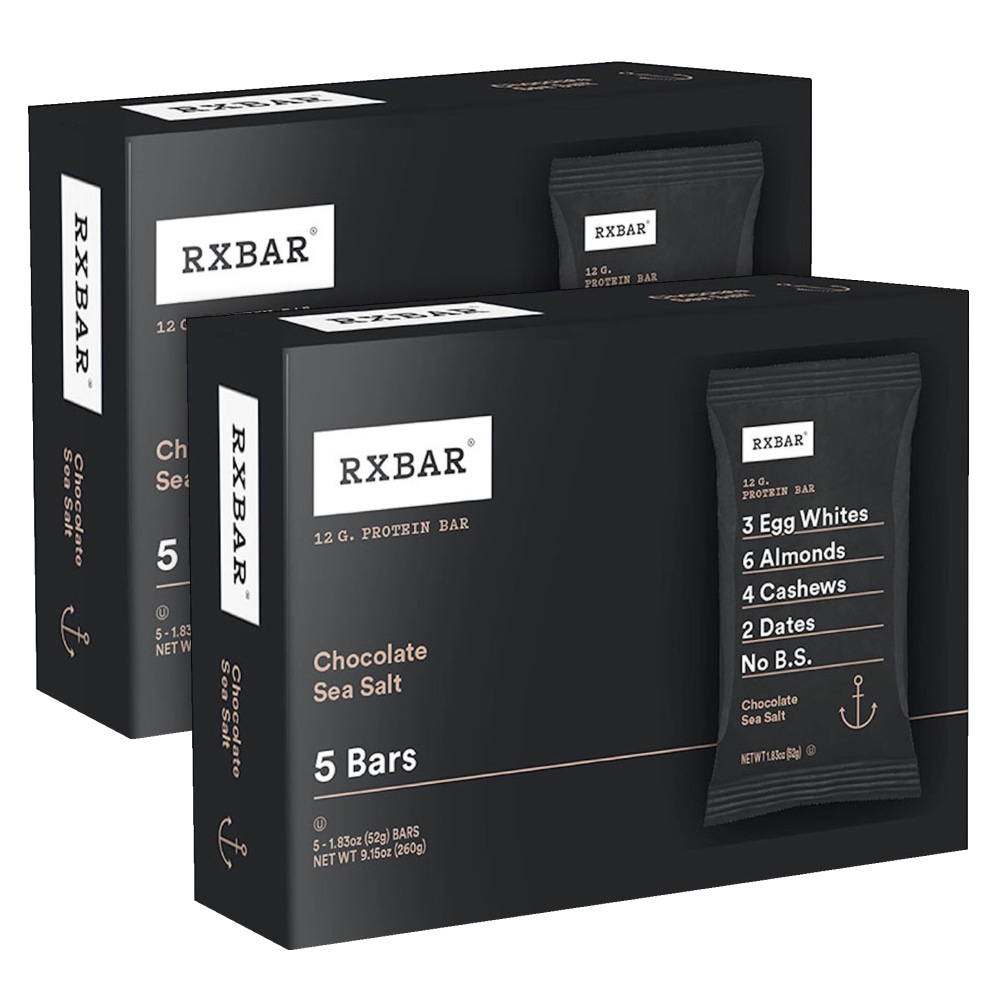 RXBAR Adult Bars, Chocolate Sea Salt, 1.83 Oz, 5 Bars Per Pack, Case Of 2 Packs MPN:008101288938