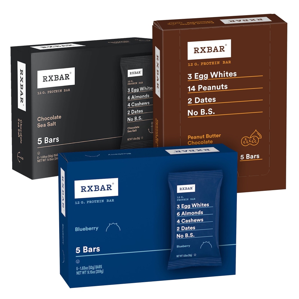 RXBAR Adult Bars Variety Pack, 1.83 Oz, 5 Bars Per Pack, Set Of 3 Packs MPN:008101289300
