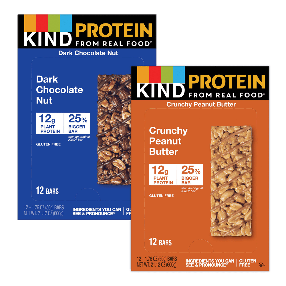 KIND Protein Bars Variety Pack, Crunchy Peanut Butter/Dark Chocolate Nut, 1.74 Oz, Pack Of 24 Bars MPN:008101289447