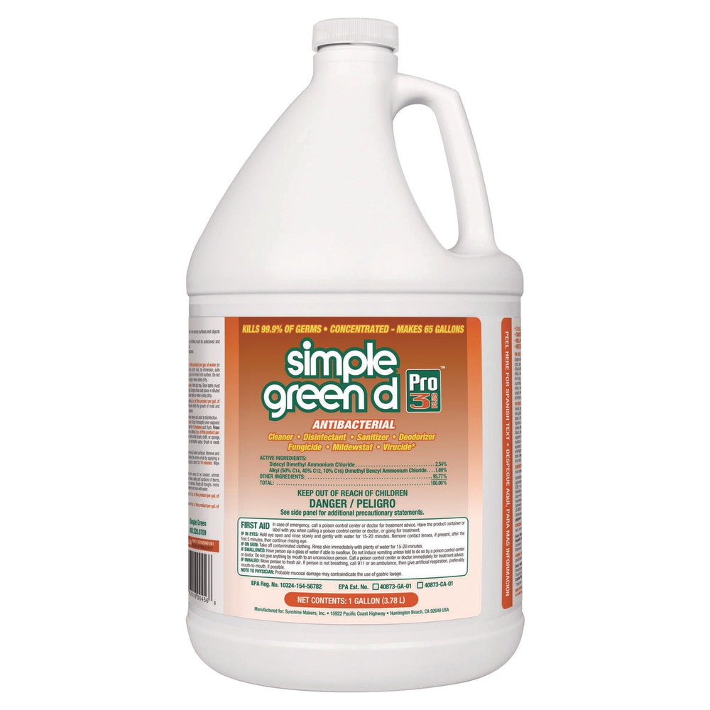Simple Green d Pro 3 Plus Antibacterial Concentrate, Herbal, 1 gal Bottle, 6/Carton MPN:3310200601001