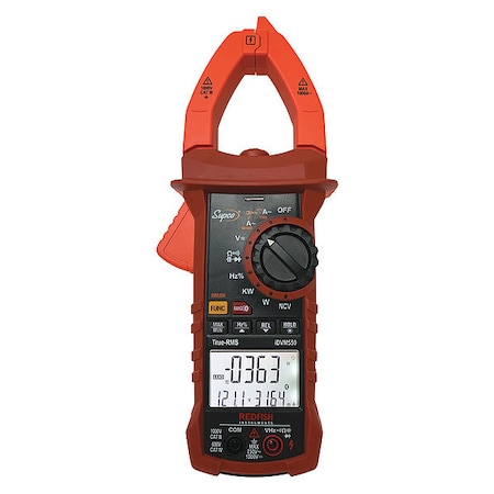 Digital Clamp Meter, Yes, 1, 000 A A, 1.5 in (38 mm) Jaw Capacity, CAT III 1000V Safety Rating MPN:IDVM550