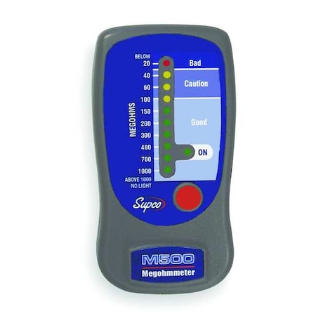 Megohmmeter, 500V DC, LED Digital Display, 20 megaohm to 1 gigohm, CAT 1 30V Rating, Battery MPN:M500